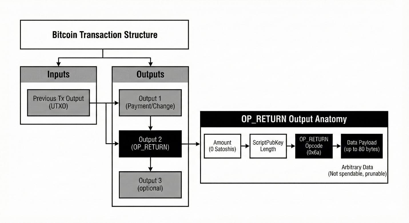 Figure 1. Anatomy of OP_RETURN within a Bitcoin Transaction Structure